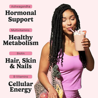 VitaHustle ONE Meal Replacement Shake - Plant Based Protein Powder by Kevin Hart - Vegan, Meal Replacement Powder with Superfoods, Vitamins, Adaptogens & Probiotics -Strawberry Flavor, 15 Servings