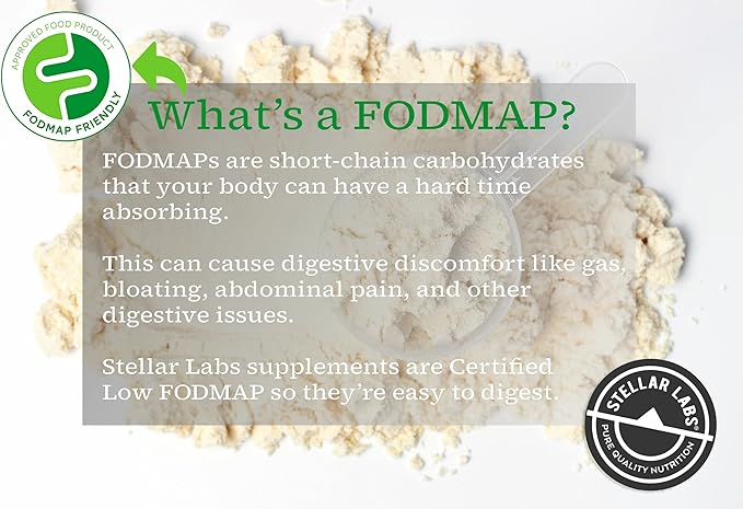 Stellar Labs Whey Protein Powder with BCAA's & Whey Isolate | Certified Low FODMAP, Non GMO, Gluten Free, Low Carb, Keto, with Stevia | All Natural Lean Post Workout Shakes | Chocolate