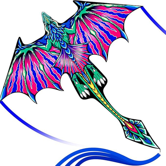 Kite- Classical Dragon Kite ，Pink Wings Dragon Kites for Kids and Adults,Easy to Fly for Beginner