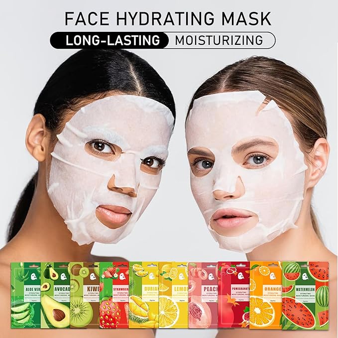 Face Masks Skincare,Hydrating Sheet Masks,Collagen Night Wrapping Mask,Facial Mask for Men&Women,with Collagen Essence and Fruit Extracts,Nourishing and Moisturizing for All Skin Types 10 Pack B2