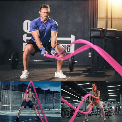 Battle Ropes Pink Workout Rope 1.5inch Battle Ropes for Home Gym 30ft Exercise Ropes for Working Out Heavy Ropes for Exercise Training Weighted Rope Weighted Workout Rope Battle Rope