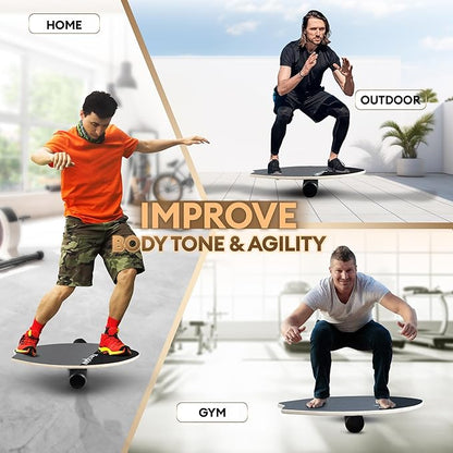 Yes4All 2-in-1 Balance Boards Set, 9 Adjustable Modes Surf Trainer, Wobble Board Exercise for Adults, Includes Roller & Ball