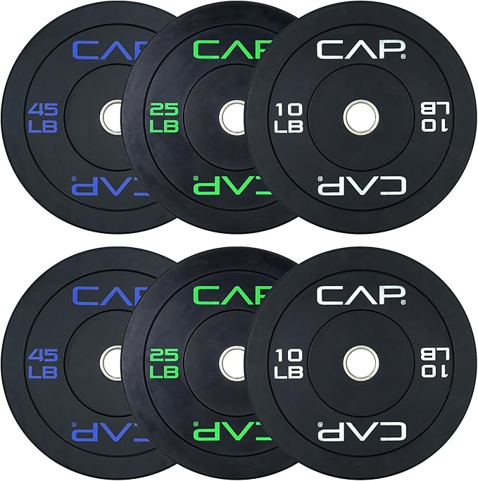 CAP Barbell 2-Inch Olympic Bumper Plate Weight Set | 100-370 lbs | Multiple Options