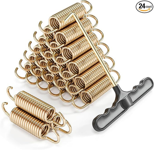 Trampoline Springs Heavy Duty with Swivel & Straight Hooks, Stainless Steel Trampoline Accessories Ideal Spring Replacement, Includes T-Hook Tool