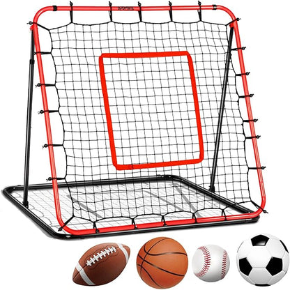 Soccer Rebounder Net & Soccer Training Equipment - 4x4 FT Adjustable Rebound Board for Precision Passing, Shooting, First Touch, and Ball Control Drills for Kids, Teens & Adults