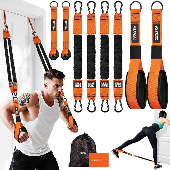 Resistance Bands, Exercise Bands with Handles, Door Anchor, Heavy-Duty Tricep Workout Equipment for Pushdowns, Bicep Curls, Face Pulls, Home Gym Equipment Training for Back, Abs, Triceps