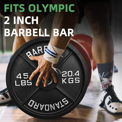 Olympic Cast Iron 2-Inch Weight Plate for Strength Training & Weightlifting, Home Gym, Multiple Weights Available