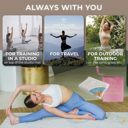 Mantra Yoga Travel PRO 1.5mm - Foldable Fitness & Exercise Mat with Bag | Lightweight, Compact & Eco-Friendly | Non-Slip & Washable | For All Types of Yoga | 72" L x 24" W | 2.6 lbs