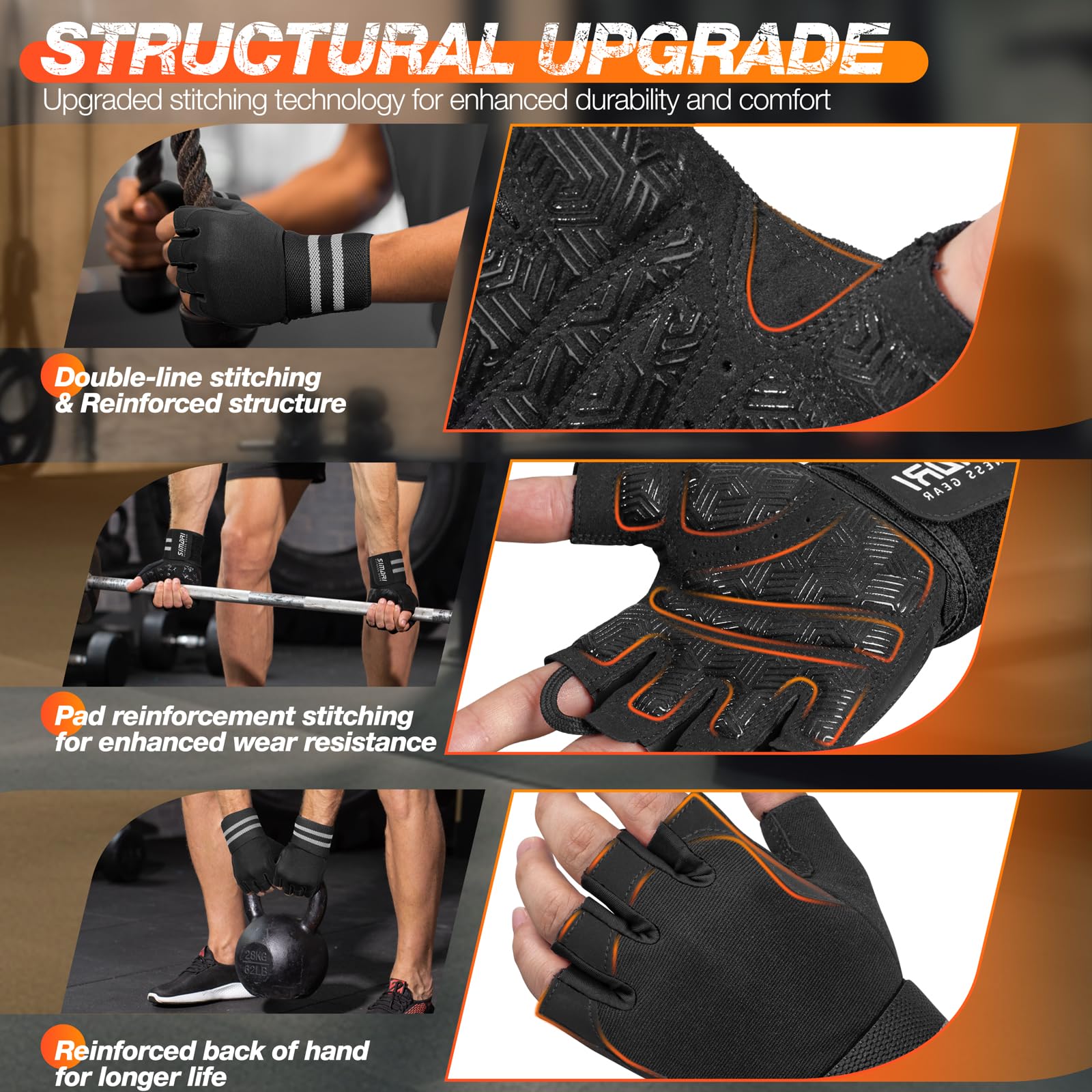 SIMARI Workout Gym Gloves for Men Women, Weight Lifting Gloves with Wrist Wrap Support, SBR Pad