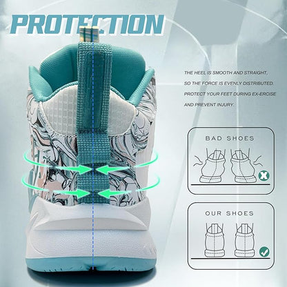Men's Basketball Shoes Breathable Anti Slip Fashionable Graffiti Training Shoes Outdoor Shoes