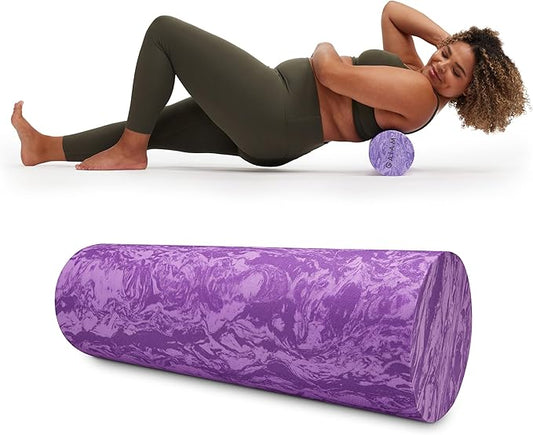 Gaiam Restore Foam Roller for Muscle Massage - Deep Tissue Muscle Massager for Sore Muscles & Stimulation - Total Body Pain Relief, Back, Neck, Foot, Calf, Leg, Arm (18 Inch and 36 Inch)