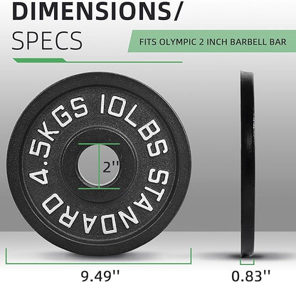 Olympic Cast Iron 2-Inch Weight Plate for Strength Training & Weightlifting, Home Gym, Multiple Weights Available