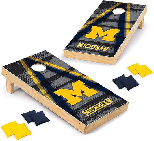 Wild Sports NCAA College 2' x 4' Wood Direct Print Tournament Cornhole Set, 8 Bean Bags, Vintage