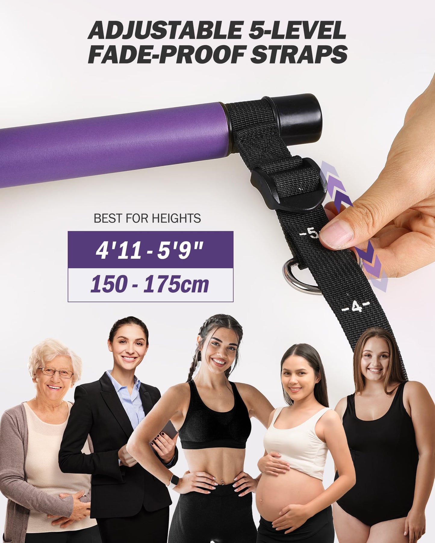 ALongSong Upgraded Pilates Bar Kit with Resistance Bands Natural Latex, Heavy-Duty Stainless Steel