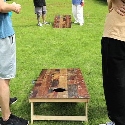 Solid Wood Premium Cornhole Game Set, Bean Bag Toss Game for Tailgate, Outdoor, Backyard - Professional Portable Cornhole Boards & Set of 8 Cornhole Bean Bags (Junior, Tailgate, Regulation Size)