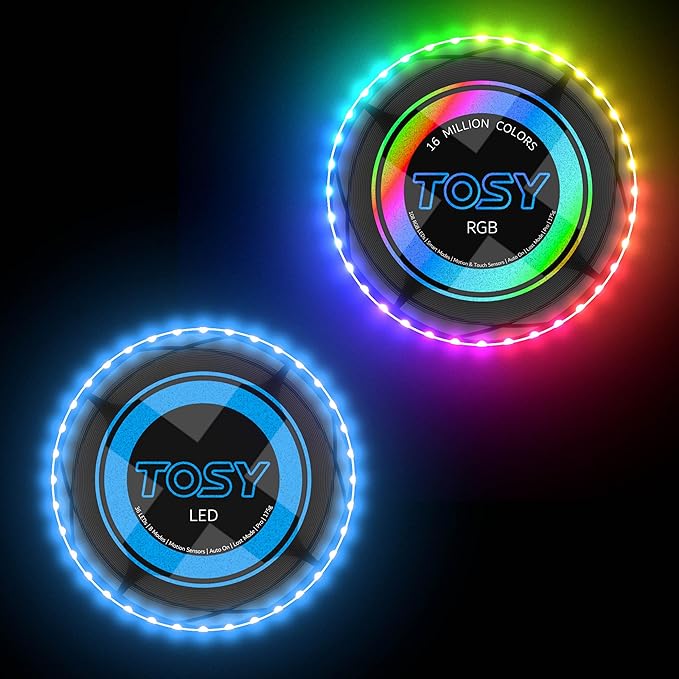 TOSY Bundle of 2 - Flying Disc 108 LEDs - RGB Black + Blue