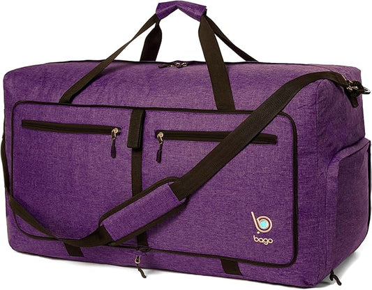 Bago Large Foldable Duffel Bags for Traveling Women & Men - 80L Packable Duffle Bag for Travel with