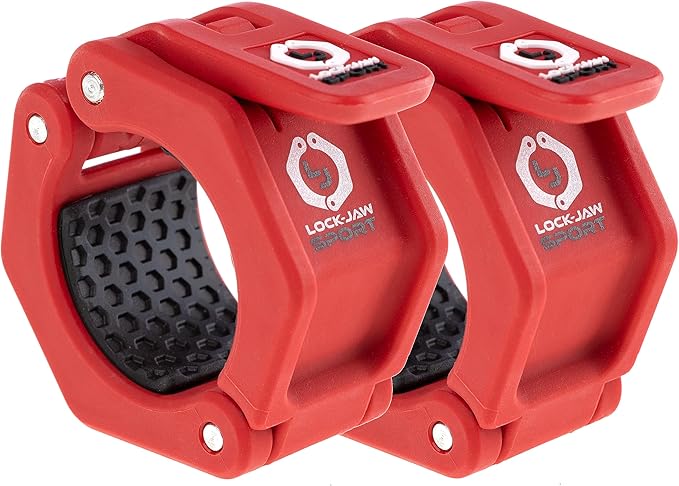 Lock-Jaw Sport Olympic Barbell Collar - Quick Release Barbell Clamp (Red)