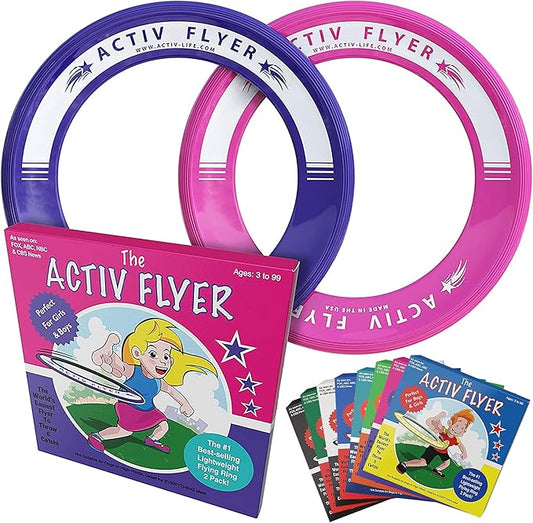 Activ Life Kid’s Flying Rings (2 Pack) They Fly Straight & Don’t Hurt, 80% Lighter Than Standard Rings - Replace Screen Time with Healthy Family Fun - Get Outside & Play