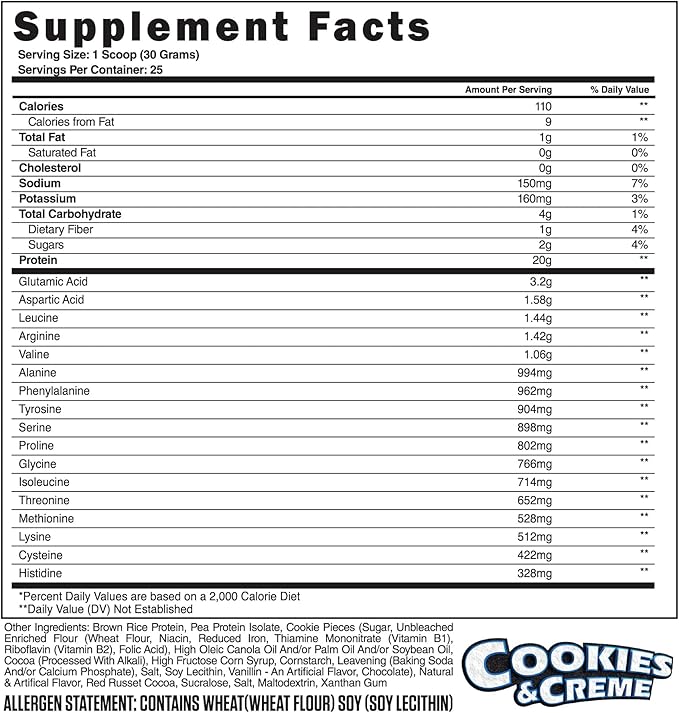 Steel Supplements Veg-PRO | Vegan Protein Powder, Cookies and Creme | 25 Servings (1.65lbs) | Protein Powder with BCAA Amino Acid | Non GMO | Non Dairy | Low Carb Formula