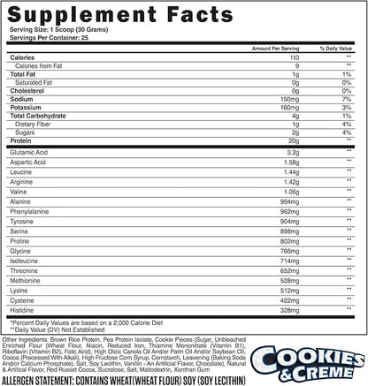 Steel Supplements Veg-PRO | Vegan Protein Powder, Cookies and Creme | 25 Servings (1.65lbs) | Protein Powder with BCAA Amino Acid | Non GMO | Non Dairy | Low Carb Formula