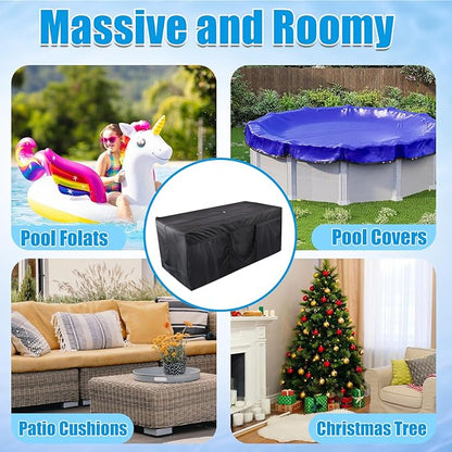 140 Gallon Extra Large Storage Bag for Aboveground Pools - Heavy-duty Pool Cover Storage with 4 Carrying Handles, Outdoor Patio Cushion Bag, 56''x24''x24''
