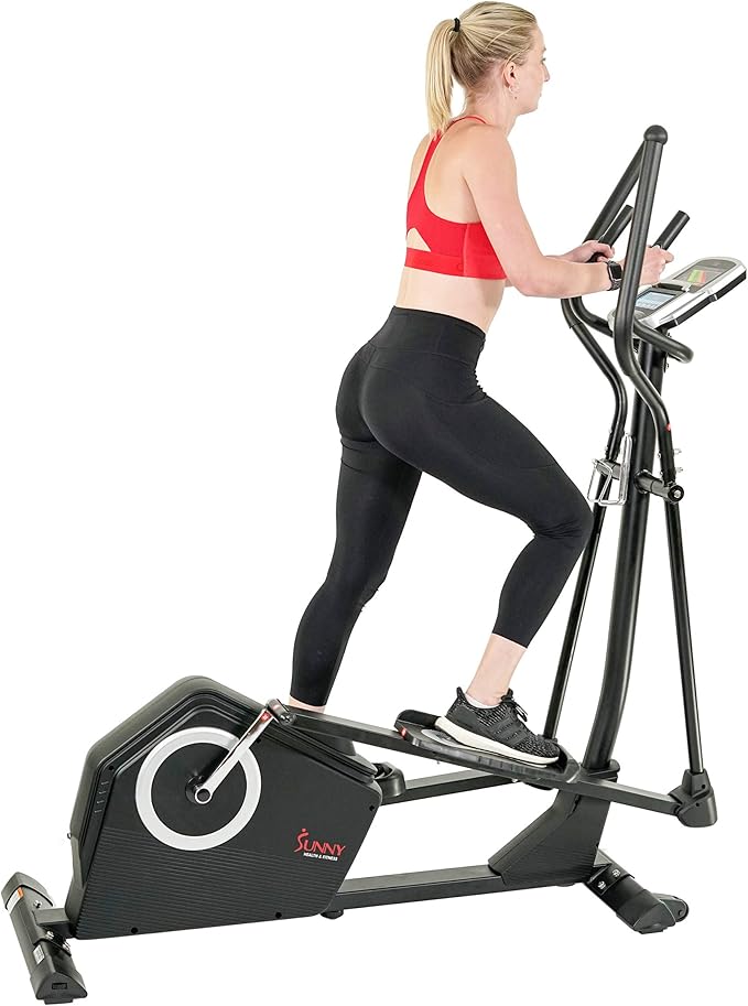 Sunny Health & Fitness Smart 2-in-1 Upright Elliptical Full-Body Exerciser, Home Cross-Training Arm/Leg Cardio Workout Machine, Optional Free SunnyFit App Bluetooth Link or Electro-Magnetic Resistance