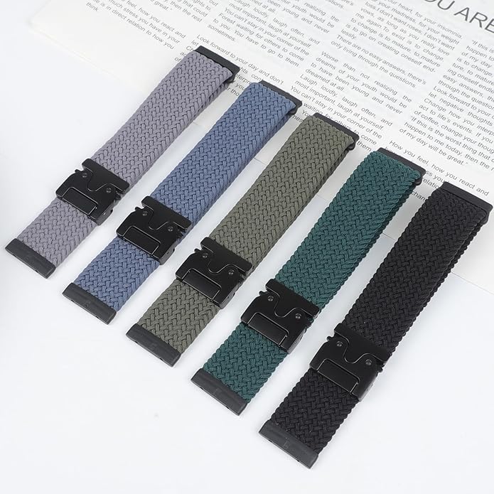 Braided Stretchy Band for Fitbit Versa 4/Versa 3/Sense 2/Sense Watch Band Women Men,Parachute-style Buckle Nylon Sport Wristband Soft Fabric Elastic Loop Strap Accessories for Versa 4/3