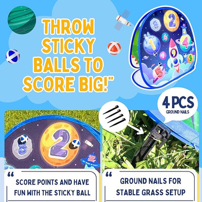 2 in-1 Dinosaur and Spaceship-Themed 27-inch Bean Bag Toss Game Set for for 1-2 Players, Backyard Games, Family Party, Birthday, for Toddlers Ages 3 4 5 6 Year Old- Amazon Exclusive