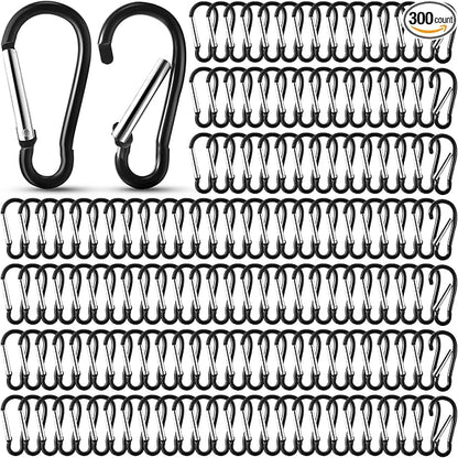 300 Pcs 2" Carabiner Bulk Spring Snap Hooks Bulk Aluminum Alloy Clip Keychain for Hanging Camping Hiking Traveling Fishing Outdoor Activities