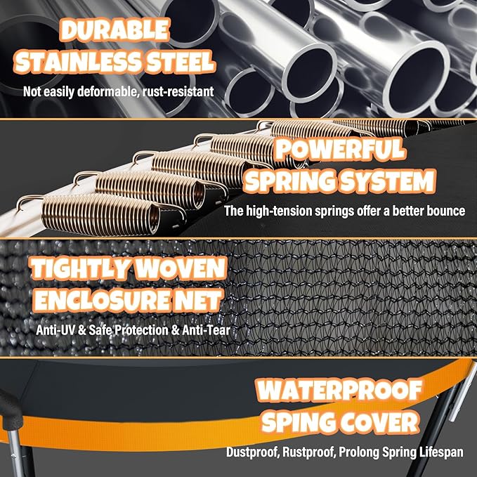 14FT & 16FT Trampoline for Kids & Adults, Big Round Trampoline with Basketball Hoop, Sprinkler & ASTM Certified