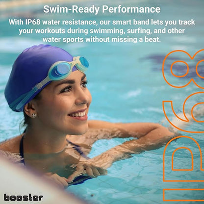 Booster Smart Bracelet, Wearable Activity & Fitness Tracker Band, 24H Sleep Tracker, All-Day Continuous Heart Rate Blood Pressure Stress HRV Monitor, 120+ Sport Modes Smart Wristband, Silicone Black