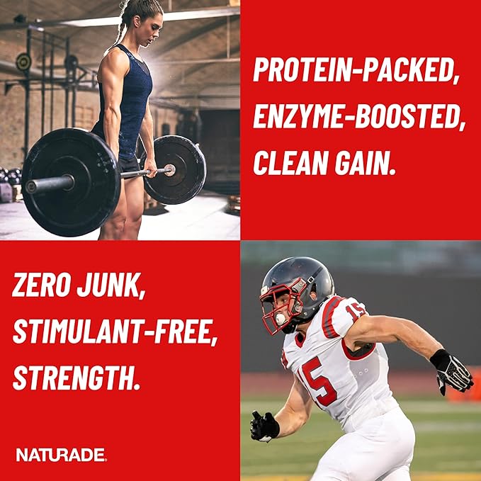 Naturade All Natural Weight Gain Drink Mix - Gluten Free, Delicious Taste, 1600 Calories per Servings - Mass Gainer w/Carbohydrates & Protein - Chocolate, 40.6 Ounce (24 Servings)