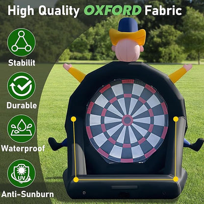 14ft Giant Inflatable Soccer Dart Board with 8 Golf Balls & 2 Soccer Balls Kickball Dartboard Soccer Darts Inflatable with 350W Blower and Air Pump for Outdoor Yard Gym Camp Sport Games