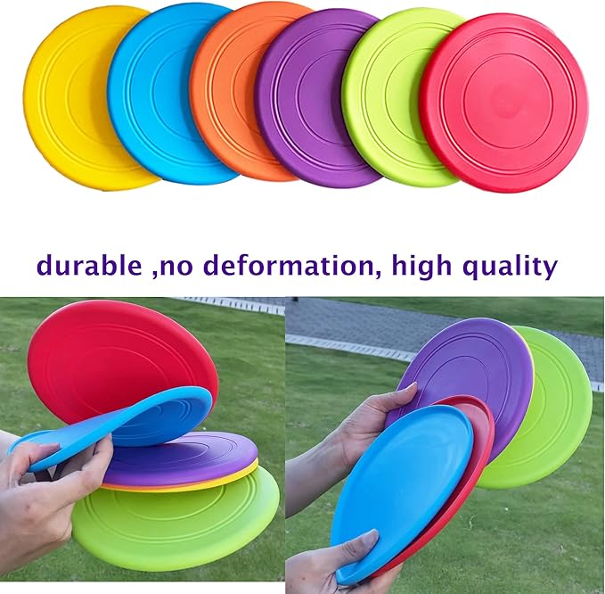7'' Kids Outdoor Game Flying Discs 12 Pack Party Favors School Teaching Early Education Sports Safe Soft for Toddler Kindergarten Children Colorful DIY Drawing Plate