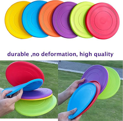 7'' Kids Outdoor Game Flying Discs 12 Pack Party Favors School Teaching Early Education Sports Safe Soft for Toddler Kindergarten Children Colorful DIY Drawing Plate