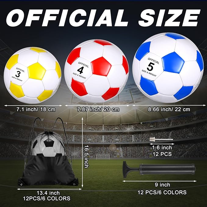 12 Set Christian Charity Donation Supplies Soccer Balls with Pumps and Drawstring Bags Soccer Training Ball Outdoor Practice for Kids Youth Adults Operation Christmas