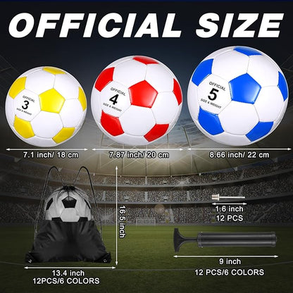 12 Set Christian Charity Donation Supplies Soccer Balls with Pumps and Drawstring Bags Soccer Training Ball Outdoor Practice for Kids Youth Adults Operation Christmas