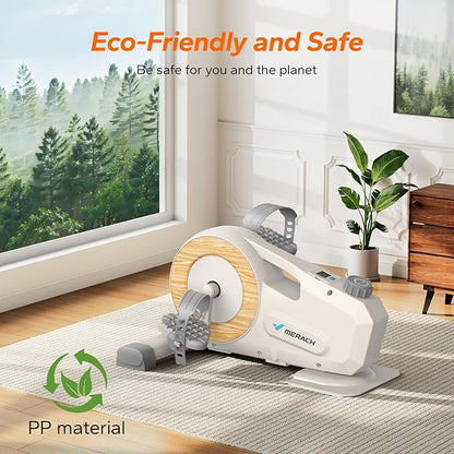 Under Desk Bike Pedal Exerciser, Quiet Magnetic Mini Exercise Bike with MERACH App for Arm, Leg Recovery, Physical Therapy, Smooth Foot Desk Cycle with 2 Resistance Bands & Non-Slip Mat