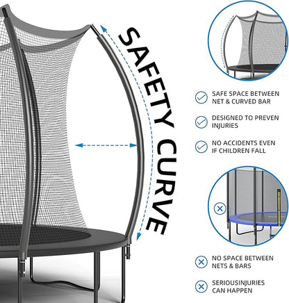 12FT 14FT Trampoline Enclosure Net Outdoor Jump for Kids and Adults Round ASTM Approved