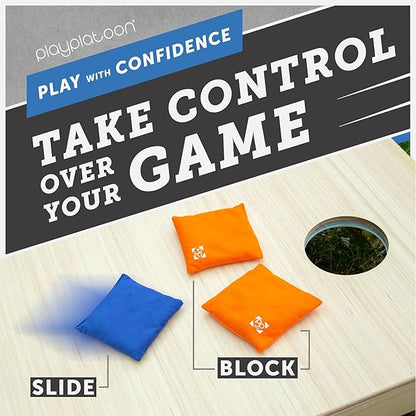 Professional Cornhole Bags - Set of 8 Regulation All Weather Double Sided - Sticky Side/Slick Side Bean Bags for Pro Corn Hole Game