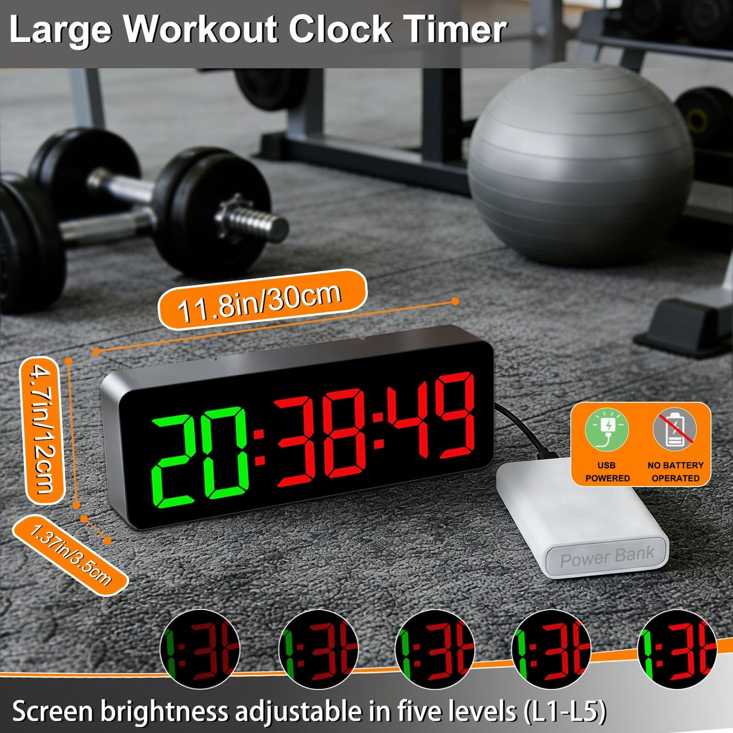 QINYUNE Gym Clock Timer for Tabata/FGB/EMOM Interval Workout