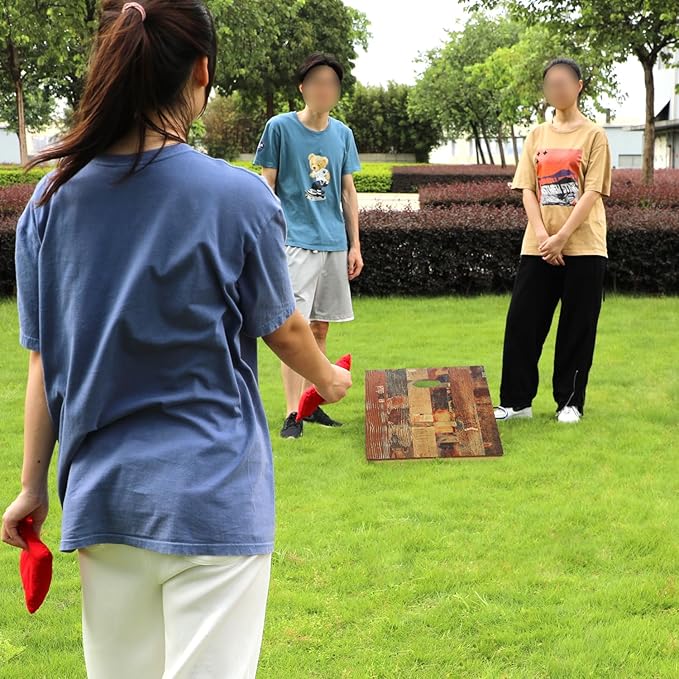 Solid Wood Premium Cornhole Game Set, Bean Bag Toss Game for Tailgate, Outdoor, Backyard - Professional Portable Cornhole Boards & Set of 8 Cornhole Bean Bags (Junior, Tailgate, Regulation Size)