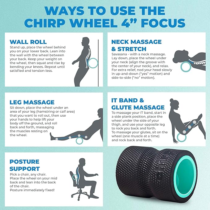 Chirp Wheel Foam Roller ??Targeted Back & Neck Relief, Lumbar Spine Stretcher, Spinal Decompression Back Stretcher, Massage Roller with Density Foam for Physical Therapy, Supports 500lbs, 4-Inch Mint
