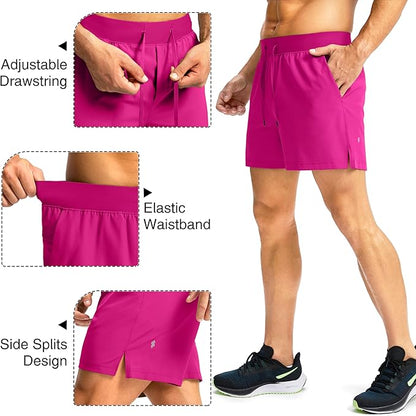 Men's Running Shorts with Zipper Pockets 9 Inch/ 7 Inch / 5 Inch Lightweight Quick Dry Gym Workout Athletic Shorts for Men(5 inch)