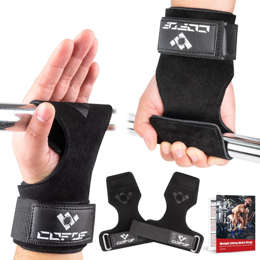 COFOF Weight Lifting Wrist Strap,Double Layer Leather Weightlifting Wrist Strap for Deadlift and