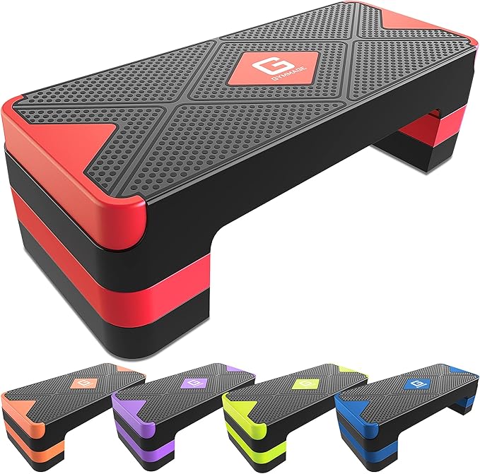 Aerobic Exercise Step, Adjustable Aerobic Stepper for Exercise, Workout Step Platform for Step Up, 26.5" Step Deck with 4??6??8??Adjustable Height Risers, Women Home Gym Cardio Fitness