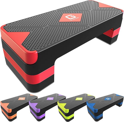 Aerobic Exercise Step, Adjustable Aerobic Stepper for Exercise, Workout Step Platform for Step Up, 26.5" Step Deck with 4??6??8??Adjustable Height Risers, Women Home Gym Cardio Fitness