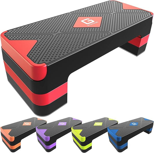 Aerobic Exercise Step, Adjustable Aerobic Stepper for Exercise, Workout Step Platform for Step Up, 26.5" Step Deck with 4??6??8??Adjustable Height Risers, Women Home Gym Cardio Fitness
