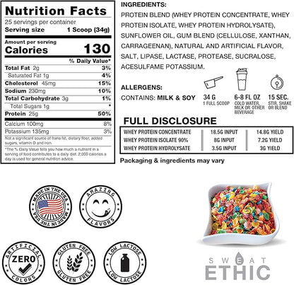 Whey'd Protein Powder, 25 G Whey Protein Blend with Concentrate, Isolate & Hydrolysate, Low Lactose & Digestive Enzymes for Easy Mixing & Smooth Texture, Frooty Cereal Flavor, 25 Servings